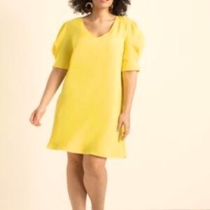 NWT Yellow Shift Dress with Slightly Puffed Sleeves